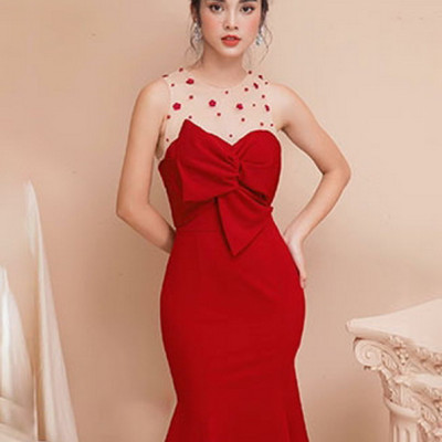 ĐẦM CÚP NGỰC ĐÍNH NƠ 