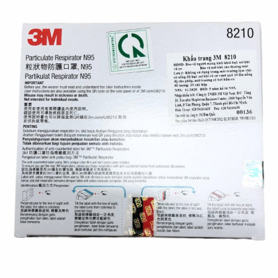 3M face mask 8210 hộp ( 20 cái ) chống bụi