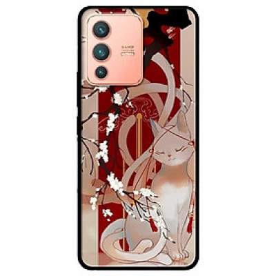 Ốp lưng dành cho Vivo V23 5G / S12 - Vivo Y15s / Y15A mẫu Mèo Cành Hoa Đàoo