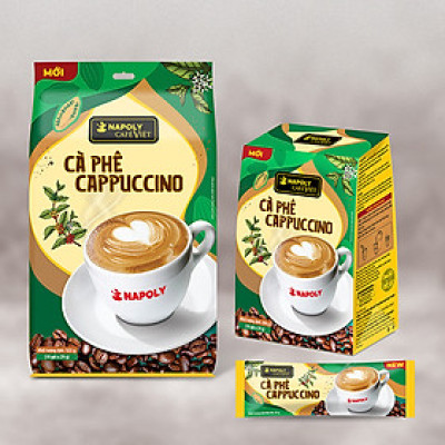 Cà Phê CAPPUCCINO Napoly Coffee Arabica/Robusta Hòa Tan Giữ Hương Vị Cà Phê, Đậm Đà, Thơm Béo Của Sữa