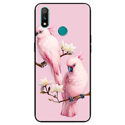 Ốp Lưng in cho Realme 3 Pro Mẫu Chim Vẹt Nền Hồng - Hàng Chính Hãng