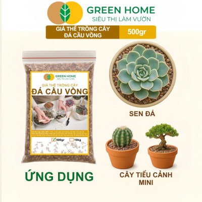 Đá Cầu Vồng Trồng Sen Đá GreenHome, Bao 500GR, Kích Rễ, Đậm Màu, Thoát Nước Tốt, Trộn Đất, Rải Bề Mặt Đều Tốt