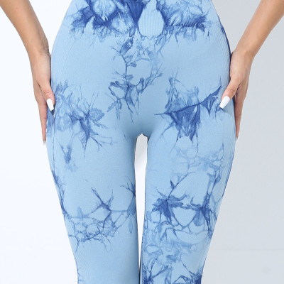Quần dài legging nữ chun mông lưng cao màu xanh