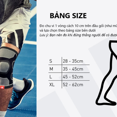 Băng Gối, Bó Gối Thể Thao Thun Co Giãn ADIDAS ADSU-1252BK-NL Knee Support (1 Cái) - Hàng Chính Hãng