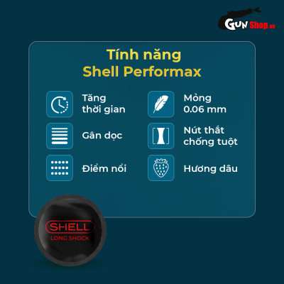 Bao cao su Shell Dino Iguan - Hộp 2 cái - 1 bao 2 vòng bi siêu lớn + 1 bao Shell Performax