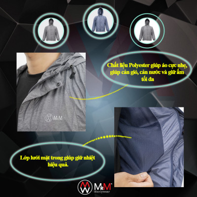 Combo 2 Áo khoác gió nam chống nắng trượt nước cản gió cản bụi hiệu quả MRM Manlywear