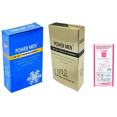 Combo 2 Hộp Bao Cao Su Cao Cấp Power Men 0.03 Invi Kéo Dài Thời Gian (H12) + Bcs Siêu Mỏng Power Men 0.03 Invi Hương Bạc Hà (H12) - Tặng Kèm Gel Nhật - Che Tên Sản Phẩm