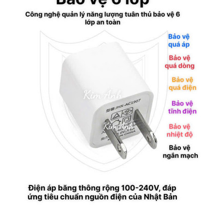 Củ sạc xuất Nhật KFLY (JHX-AC1907) 1A, chứng nhận PSE tiêu chuẩn Nhật Bản, dùng thử 30 ngày hàng chính hãng
