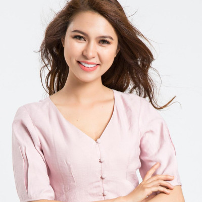 Đầm Công Sở Cao Cấp Đầm Dài Qua Gối Thời trang thiết kế Hity DRE077 (Hồng Anh Đào Sakura)