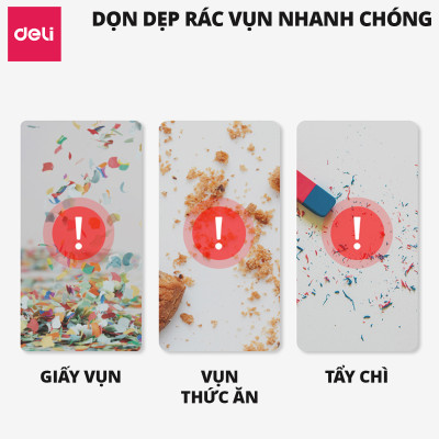 Máy Hút Bụi Mini Để Bàn Deli - Máy Hút Bụi Cầm Tay Dạng Vuông Tiện Dụng Hút Vụn Tẩy Bút Chì - Không Dây Nhỏ Gọn