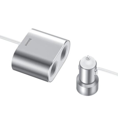 Tẩu sạc Baseus High Efficiency 1 to 2 Cigarette Lighter đa năng tích hợp bộ chia cổng sạc- hàng chính hãng