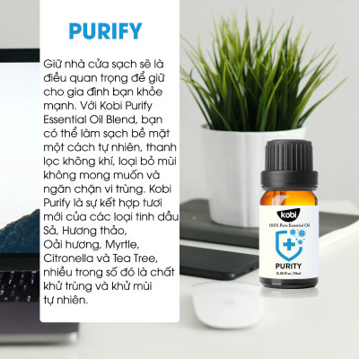Tinh Dầu Kobi Purify - Tinh Dầu Thiên Nhiên Nguyên Chất Giúp Thanh Lọc Không Khí, Đánh Bay Mùi Hôi, Ngăn Ngừa Nấm Mốc, Thích Hợp Dùng Với Đèn Xông, Máy Khuếch Tán Và Máy Xông Tinh Dầu