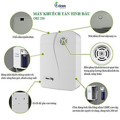 Máy khuếch tán tinh dầu Oricen - Ori200T (màu trắng)  phun tự động