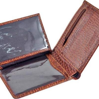Bộ Ví & Thắt Lưng Nam Vân Cá Sấu Huy Hoàng HT2112-HT4115 (23 x 11,5 cm) - Nâu