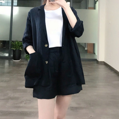 Set áo blazer nữ và quần short dáng chữ A chất linen cao cấp, chuẩn hàng loại 1, hot style 2025