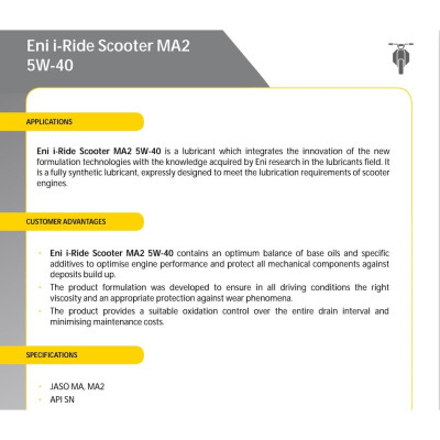 (HCM) Nhớt Eni I-Ride Scooter MA2 5W40 full tổng hợp