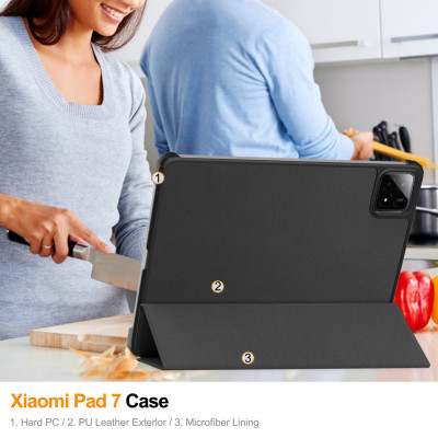 Bao Da Từ Tính Chống Sốc Cho Xiaomi Pad 7S Pro / Pad 7 Ultra – Auto Sleep/Wake, Gập 3 Có Giá Đỡ, Da PU Cao Cấp - Hàng Chính Hãng