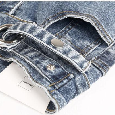 Quần jeans màu xám khói nữ co giãn bó sát chín tất bé gái