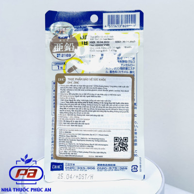 Combo viên uống DHC Kẽm (ZinC) và DHC Vitamin C 30 ngày hỗ trợ tăng sức đề kháng ngừa mụn mờ thâm