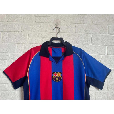 Áo Bóng Đá Retro Barcelona 2001 - Sân Nhà bản cao cấp vải Cotton Polyester