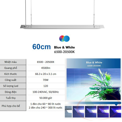 Đèn led ONF Flat One+ 60, 90 cm Blue Yellow White quang phổ trồng cây bể thủy sinh cá tép