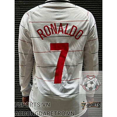 Áo Bóng Đá Retro Manchester United 2003 Dài Tay - Sân Khách Thứ 3 In Tên Ronaldo Số 7 bản cao cấp vải Cotton Polyester