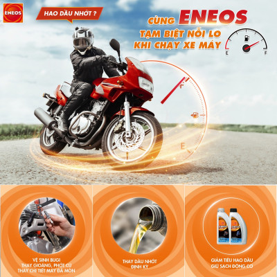 Dầu nhớt bán tổng hợp động cơ xe số, côn tay Eneos 10W40 EN-MA2-10W40 - Đạt chuẩn API SJ, Bôi trơn, làm mát, chống rỉ, làm sạch động cơ, kéo dài tuổi thọ động cơ, chịu nhiệt cao
