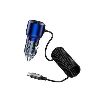 Củ sạc nhanh trên ô tô tích hợp dây Type-C PD65W RECCI RCC-N22 Hàng chính hãng