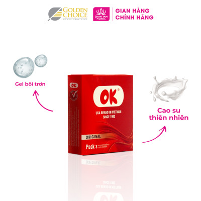 [Chính Hãng] Bao Cao Su Không Mùi OK Original Hộp 144 Cái - Pack 3