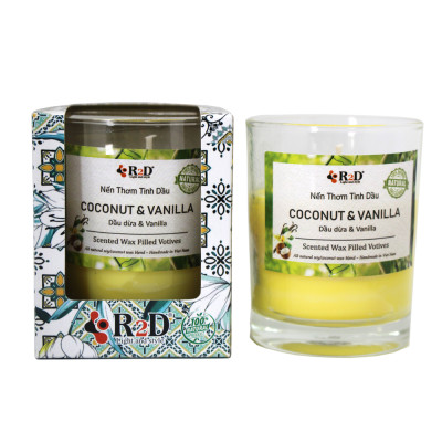 Nến Thơm, Tinh Dầu Coconut-Vanilla, Nến Thơm Phòng, [Ly 300g], Đến Từ Shop R2D, Làm Từ Thành Phần Tự Nhiên, Lành Tính.