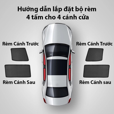 Bộ 4 tấm Rèm che nắng theo xe ô tô Mitsubishi XPANDER, Tấm che nắng ô tô nam châm tự dính