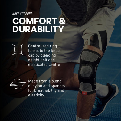Băng Gối, Bó Gối Thể Thao Thun Co Giãn ADIDAS ADSU-1252BK-NL Knee Support (1 Cái) - Hàng Chính Hãng