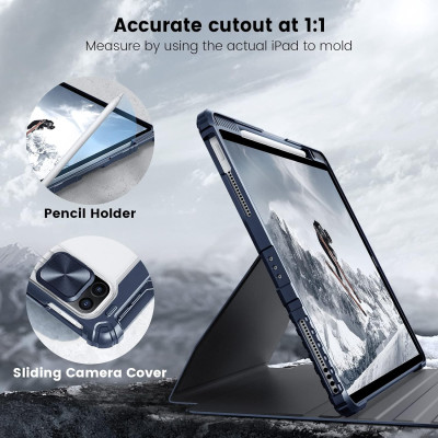 Bao da cho iPad Air 6 11 inch & iPad Air 6 13 inch 2024 Nillkin Bumper SnapSafe Case Tích hợp khe cắm bút, Nắp tháo rời từ tính điều chỉnh tự do ở mọi góc 360 - Hàng Chính Hãng