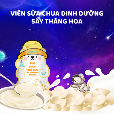 [Mua 2 tặng 1 Móc Khóa Gấu] Sữa Chua Sấy Thăng Hoa IYaua Gấu Hạt Nút Vị PHÔ MAI Túi 16G