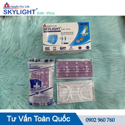 Khẩu trang y tế Skylight 4 lớp kháng khuẩn-in HỌA TIẾT – Hộp 50 cái