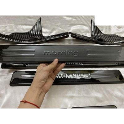 Ốp bậc cửa , nẹp bước chân Kia Morning 2012-2022 cao cấp -mẫu Titan 8 chi tiết