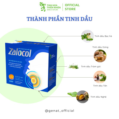 Combo 10 hộp viên ngậm ho thảo mộc Zalocol Hỗ trợ giảm đờm, giảm đau rát họng, khản tiếng do viêm họng, viêm phế quản (Hộp 20 viên) tặng túi gừng- Genat