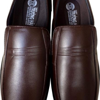 Giày tây nam Trường Hải da bò thật không bong tróc đế cao su không trơn màu nâu GTN05982