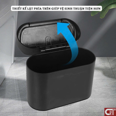 Thùng rác mini có nắp, hộp đựng rác có chốt cài treo thành cửa treo lưng ghế ô tô, xe hơi