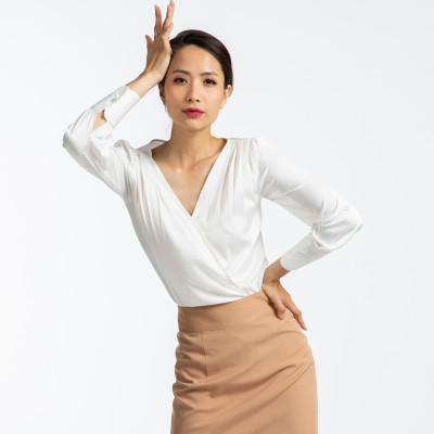 Áo Kiểu Nữ Áo Công Sở Cao Cấp Áo Đắp Vạt Thời trang thiết kế Hity TOP100 (Trắng Kim Cương)
