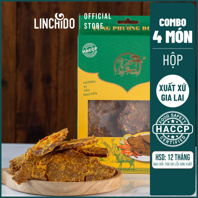 COMBO 4 Món - Khô Bò Sợi 100 GRAM - Khô Bò Miếng 100 GRAM - Khô Nai 100 GRAM - Lạp Xưởng 250 GRAM