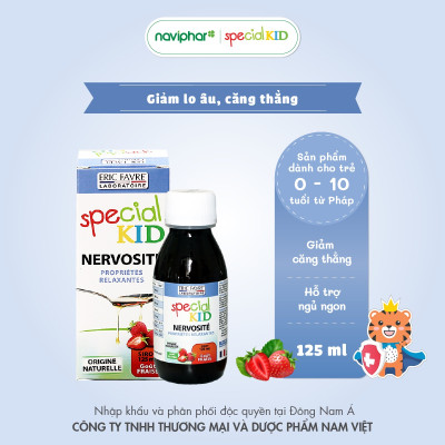 Siro Special Kid Nervosité - Hỗ trợ an thần, thư giãn thần kinh, giảm kích thích não bộ, giúp ngủ ngon, cải thiện chức năng não bộ sự tập trung phản xạ, trí nhớ - 125ml