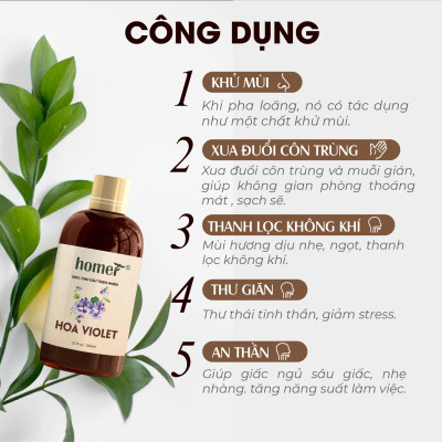 Tinh Dầu Violet Homer 100ml - Chính Hãng, Đạt Chuẩn Kiểm Định Cao Cấp - Tinh Dầu Xông Thơm Phòng, Thư Giãn, Khử Mùi hiệu quả