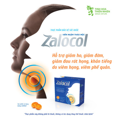 Combo 3 hộp viên ngậm Ho thảo mộc Zalocol Hỗ trợ giảm đờm, giảm đau rát họng, khản tiếng (Hộp 20 viên) - Genat