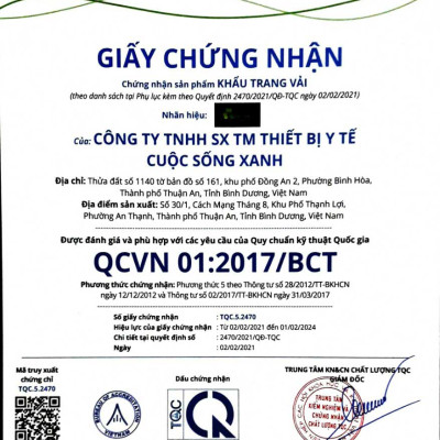 Khẩu trang y tế kháng khuẩn 4D GREEN LIFE màu xanh - có chứng nhận kiểm định chất lượng