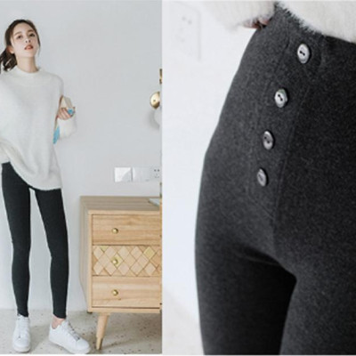 Quần Tregging Legging Cạp Cao Đính 5 Cúc - Hàn Quốc