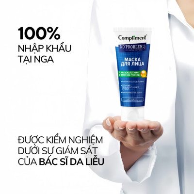 Mặt nạ AHA đất sét xanh Compliment giảm mụn, se khít chân lông 80ml (VẠCH XANH LÁ)