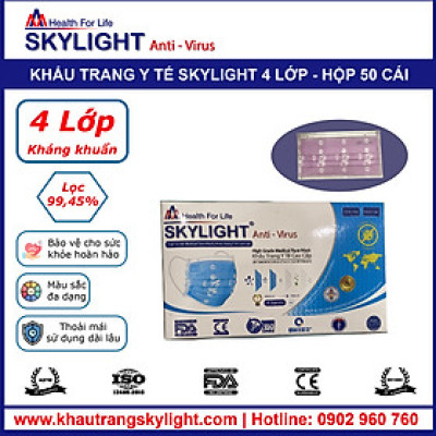 Khẩu trang y tế Skylight 4 lớp kháng khuẩn-in HỌA TIẾT – Hộp 50 cái