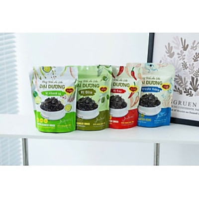 Rong biển ăn liền gói to 45g vị ô liu, chanh sả, truyền thống, ocop 4 sao, rong biển nguyên chất không phụ gia, hương liệu, chất bảo quản
