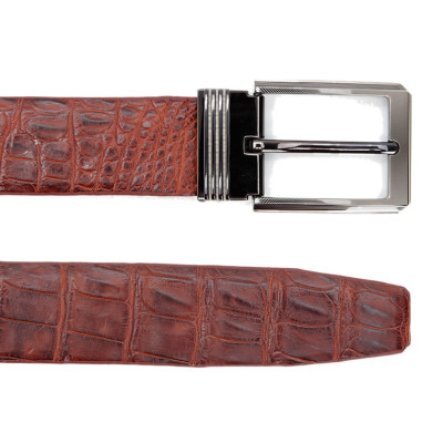 HP4709-10-11-12 - Thắt lưng nam da cá sấu Huy Hoàng gai lưng 4P đầu kim màu đen, nâu đất, nâu đỏ, vàng